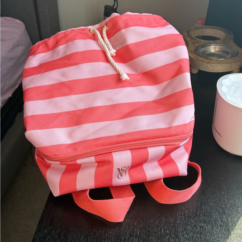 Pink and Coral Striped Backpack